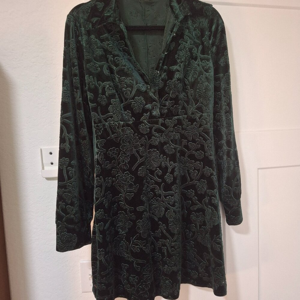 Floral Jacquard Velvet Dress